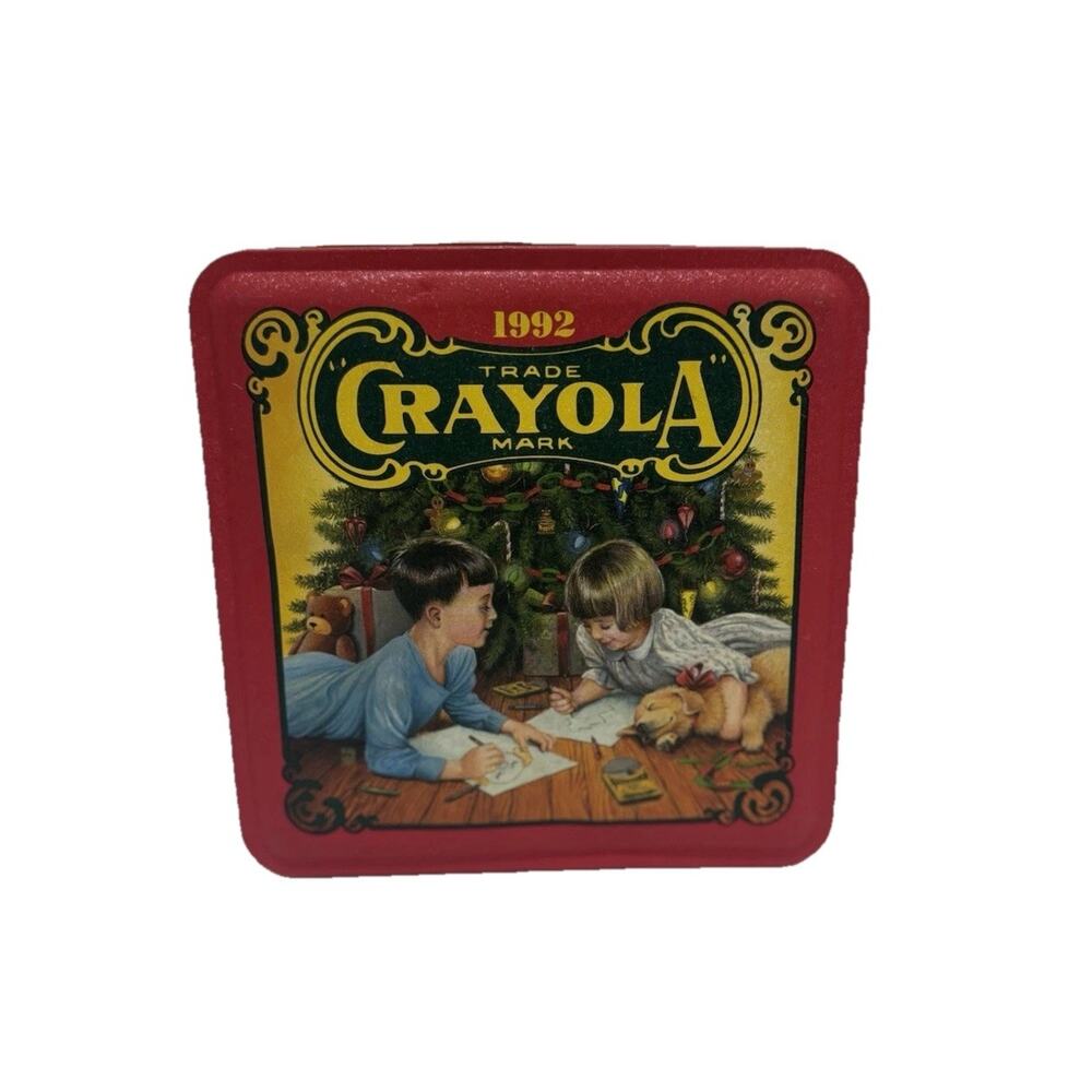 Y2K Vintage 1992 Crayola Crayon Tin Christmas Nostalgia w/ 90 Crayons